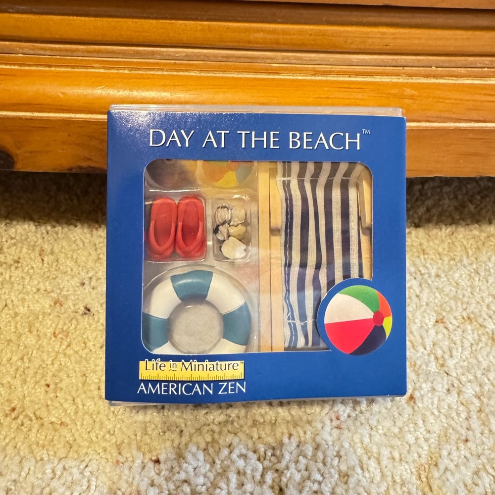 Day At The Beach Miniature Set by AMERICAN ZEN - Blue Box with Beach Accessories